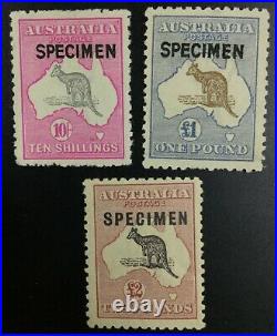 MOMEN AUSTRALIA SG #43s-45s SPECIMEN 1915-27 KANGAROO MINT OG H £850 LOT #62306
