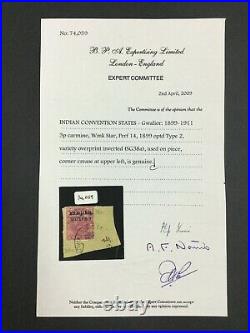 MOMEN INDIA GWALIOR SG #38a OVPT INVERTED USED BPA CERT £900 LOT #63401