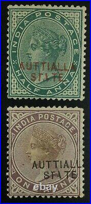 MOMEN INDIA PATIALLA SG #7a, 11b AUTTIALLA 1885 MINT OG H £158 LOT #62299