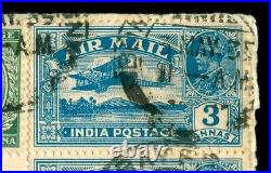 MOMEN INDIA SG #221-221a PAIR Q FOR O IN POSTAGE ON 1935 COVER LOT #61046