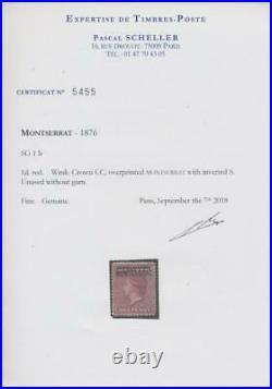 MOMEN MONTSERRAT SG #1b 1876 INVERTED S UNUSED CERT LOT #60685