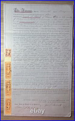 MOMEN US #R64b STRIP OF 3 R42b ON DEED DOCUMENT LOT #94290-91