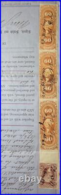 MOMEN US #R64b STRIP OF 3 R42b ON DEED DOCUMENT LOT #94290-91