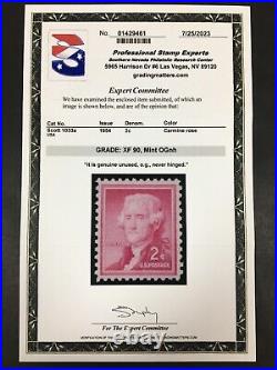 MOMEN US STAMPS #1033a SILKOTE MINT OG NH PSE GRADED CERT XF-90 LOT #89692
