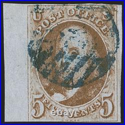 MOMEN US STAMPS #1b MARGIN BRIGHTER ORANGE BROWN IMPERF USED LOT #77773