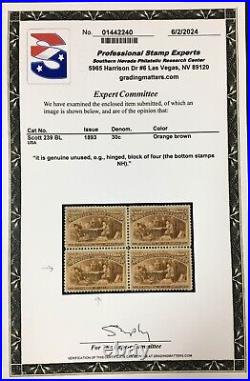 MOMEN US STAMPS #239 30c COLUMBIAN MINT OG NH VF PSE CERT LOT #90562