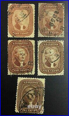 MOMEN US STAMPS #27,28,28b, 29,30A USED CAT. $5,600+ LOT #74082