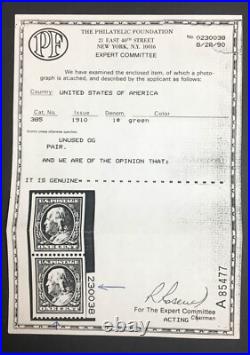 MOMEN US STAMPS #385 MINT OG NH VF+ Ex. GROSS PF CERT LOT #92550