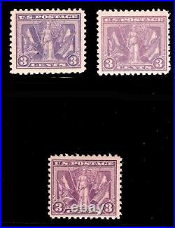 MOMEN US STAMPS #537, 537b, 537c MINT OG NH PF CERT LOT #93263
