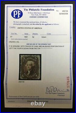 MOMEN US STAMPS #57 1st DESIGN MINT OG H PF CERT LOT #91808