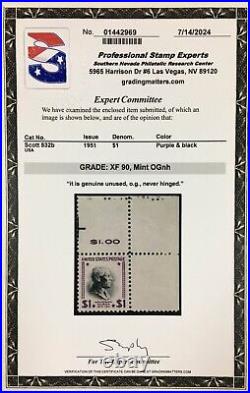 MOMEN US STAMPS #832b USIR WMK MINT OG NH PSE GRADED CERT XF-90 LOT #91749