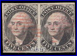 MOMEN US STAMPS #9X1a IMPERF PAIR PROVISIONAL POS. 27-28 USED LOT #83254