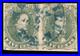 MOMEN US STAMPS CSA #1b DARK GREEN STONE 1 IMPERF USED PAIR LOT #97628