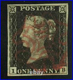 Momen Great Britain Sg #1 1840 Imperf Penny Black Used Lot #63203