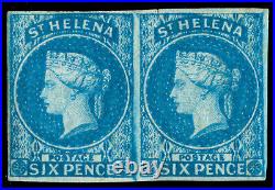 Momen St Helena Sg #1 1856 Imperf Pair Mint Og H Lot #60409