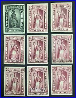 Momen US Stamps #PR81P4-PR89P4 PLATE PROOF ON CARD VF LOT #75189
