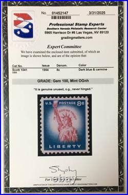 Momen Us Stamps #1041 Mint Og Nh Pse Graded Cert Gem-100 Lot #94342