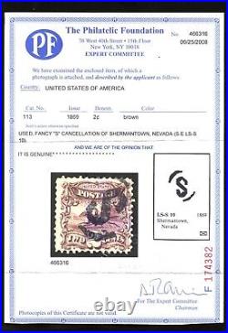 Momen Us Stamps #113 Ls-s 10 Shermantown Nevada Cancel Used Pf Cert Lot #79111