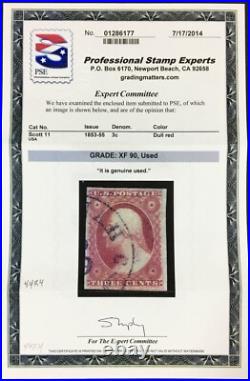 Momen Us Stamps #11 Used Pos 44r4 Pse Graded Cert Xf-90 Lot #94667