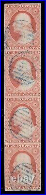Momen Us Stamps #11 Used Strip Of 4 Vf/xf Pf Cert Lot #88969