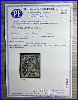 Momen Us Stamps #11x1 St Louis Bear Black On Greenish Used Pf Cert Lot #93970-3