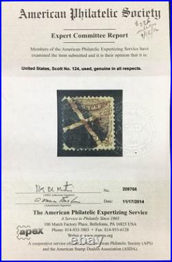 Momen Us Stamps #124 Used Aps Cert Lot #95799