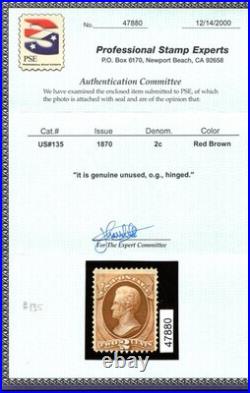 Momen Us Stamps #135 Mint Og H Pf & Crowe Cert Lot #98209
