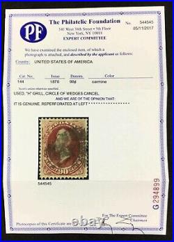 Momen Us Stamps #144 Grilled Used Pf Cert Lot #80845