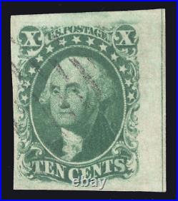 Momen Us Stamps #15 Imperf Pos 40l1 Guide Line Used Pf Cert Lot #79477