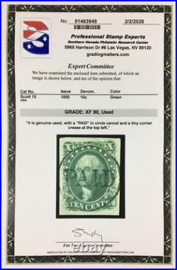 Momen Us Stamps #15 Imperf Used Pse Graded Cert Xf-90 Lot #97154