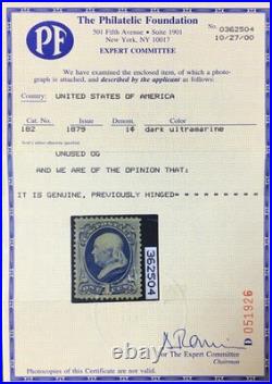 Momen Us Stamps #182 Mint Og H Vf Pf Cert Lot #96801