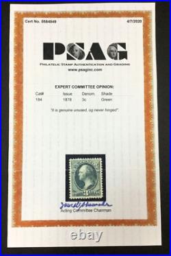 Momen Us Stamps #184 Mint Og Nh Psag Cert Lot #84086