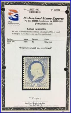 Momen Us Stamps #206 Mint Og Nh Vf Pse Cert Lot #96176 Momen Us Stamps #206 Mint Og Nh Vf Pse Cert Lot #96176