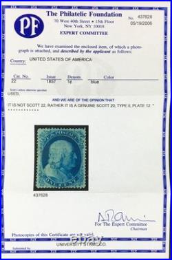 Momen Us Stamps #20 Plate 12 Used Xf Pf Cert Lot #95461