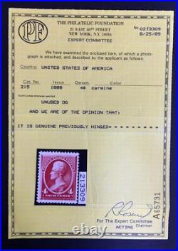 Momen Us Stamps #215 Mint Og Lh Vf Jumbo Pf Cert Lot #86692 Momen Us Stamps #215 Mint Og Lh Vf Jumbo Pf Cert Lot #86692