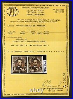 Momen Us Stamps #222p5 Imperf Pair Proof Mint Og Lh Pf Cert Lot #92406