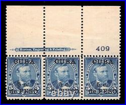 Momen Us Stamps #225 Plate Imprint Strip Of 3 Mint Og Nh Psag Cert Lot #92268