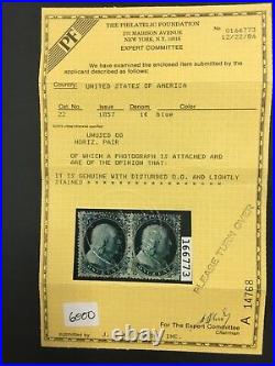 Momen Us Stamps #22 Pair Mint Og H Pf Certificate