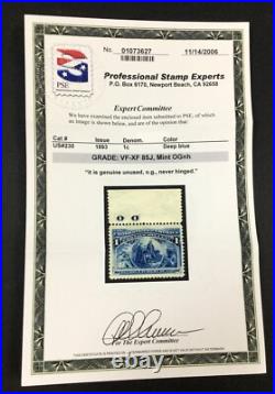 Momen Us Stamps #230 Mint Og Nh Pse Graded Cert Vf/xf-85j Lot #85364