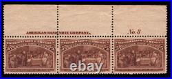 Momen Us Stamps #234 Intact Plate Imprint Strip Of 3 Mint Og Nh Lot #87117