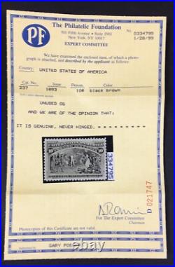 Momen Us Stamps #237 Mint Og Nh Vf/xf Pf Cert Lot #92421