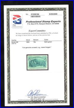 Momen Us Stamps #238 Mint Og Nh Pse Cert Lot #77532