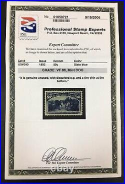 Momen Us Stamps #240 Mint Og H Pse Graded Cert Vf-80 Lot #89356