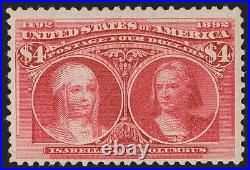 Momen Us Stamps #244 $4 Columbian Mint Og H Lot #79365