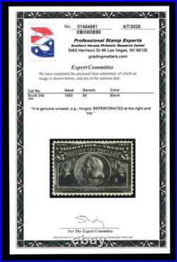 Momen Us Stamps #245 $5 Columbian Mint Og H Pse Cert Lot #97948