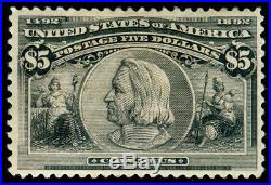 Momen Us Stamps #245 Mint Og H $5 Columbian