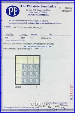 Momen Us Stamps #246 Mint Og Nh Vf+ Pf Cert Lot #96739