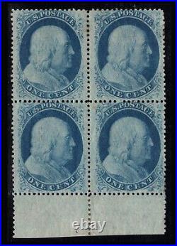 Momen Us Stamps #24 Intact Marginal Block Of 4 Mint Og Lh Lot #87139