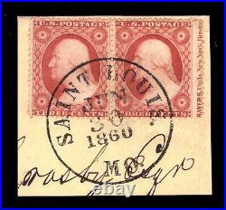 Momen Us Stamps #26 Imprint Pair Cds Jun 30 Used Ex Wade Saadi Lot #93941