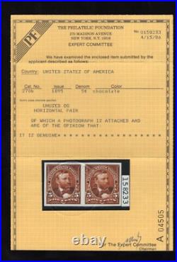 Momen Us Stamps #270p5 Imperf Pair Proof Mint Og Lh Pf Cert Lot #80159